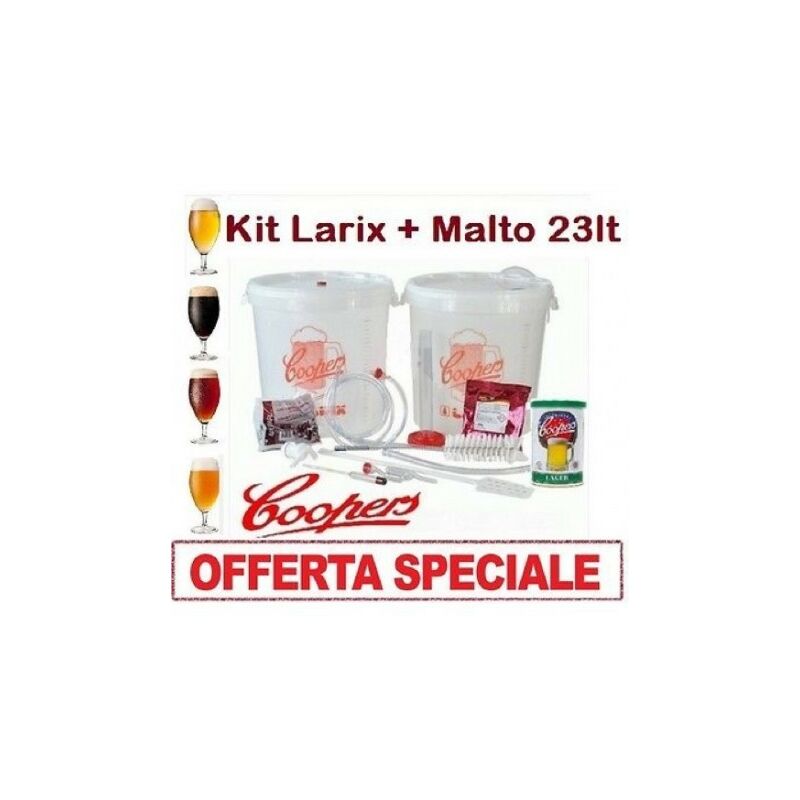 Image of Offerta kit di fermentazione birra 'larix'+malto coopers 23 lt birra artigianale