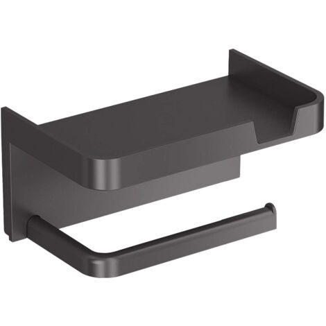 Offerta speciale: porta carta igienica da bagno, porta carta igienica da parete in plastica con mensola, autoadesivo nero, confezione da 2.
