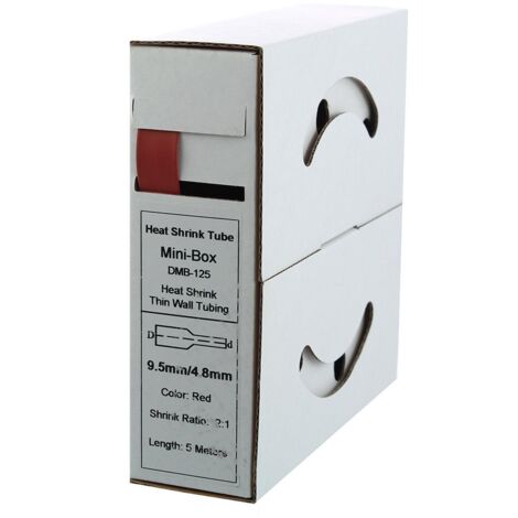 Offgridtec - Tubo termoretraibile da 5 m, 9,5 mm4,8 mm, colore: Rosso