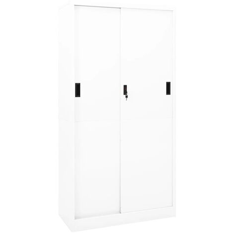 Office Cabinet with Sliding Door White 90x40x180 cm Steel vidaXL
