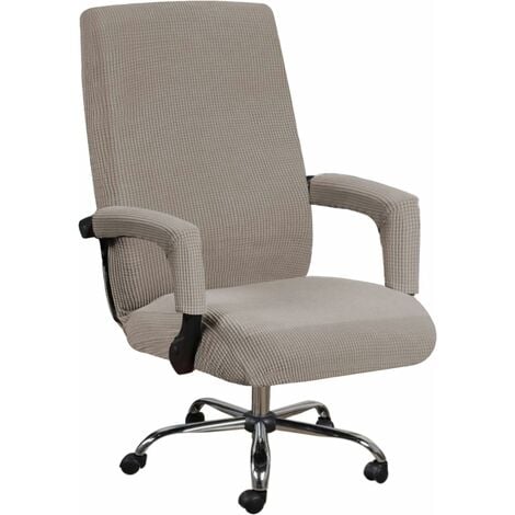 Office Chair Covers Stretchable Rotating Armchair Slipcover Removable Stretch Computer Office Chair Cover Featuring Jacquard Textured Twill Fabric for Medium Back Office Chair, Taupe