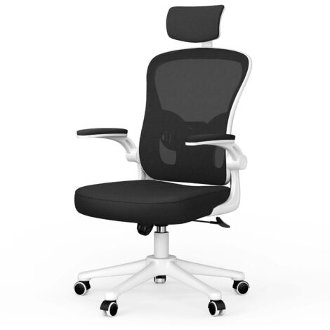 Office Chair Ergonomic Desk Chair Executive Swivel Computer Chair with Headrest Max Load 150kg Black/White