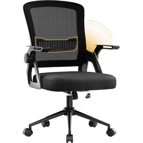 Office Chair Ergonomic - Naspaluro Desk Chair with Lumbar Support - Computer Swivel Office Chair - Adjustable Rocking Function 90-105° - Height Adjustable - Black