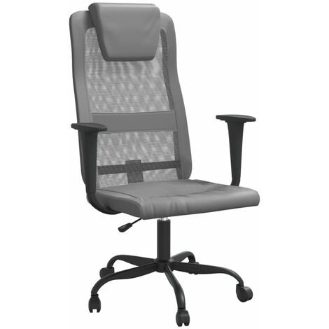 Office Chair Grey Mesh Fabric and Faux Leather vidaXL