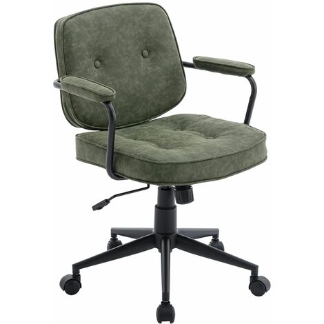 Office Chair in PU Leather Swivel Computer Chair Height Adjustable Modern Ergonomic Desk Chair for Home Office, Green, Wahson