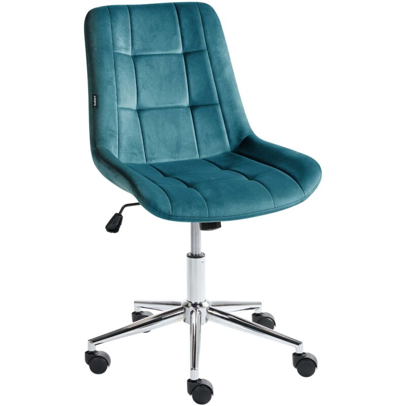 Beliani Office Chair Teal Velvet Seat And Backrest Swivel Desk Computer Adjustable Height Modern Home Office Melrose