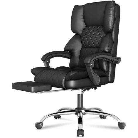 Office chair with footrest - Naspaluro PU Leather Ergonomic Desk Office Chair - High Back Computer Chair - Executive Swivel Chair with Footrest and Lumbar Support - Black