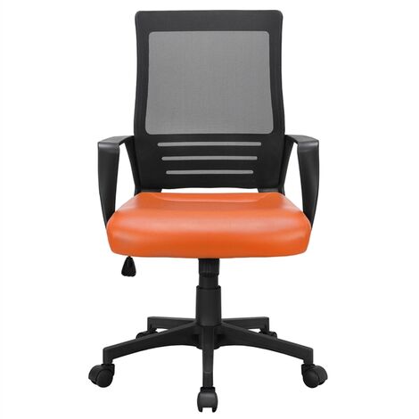 main image of "Office Chair with Leather Padded Seat and Mesh Back Ergonomic Desk Chair with Lumbar Support"