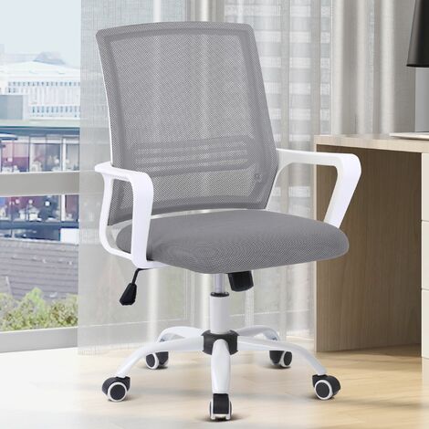 main image of "Office Chair,Ergonomic Mesh Desk Chair with Tilt Function Adjustable Height, Computer Chair for Home Office (Grey+White)"