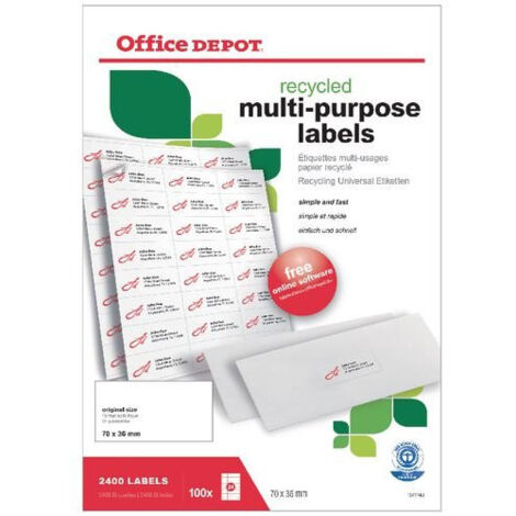 Office Depot - Etiquettes Multi-usages Recyclées 70x36mm