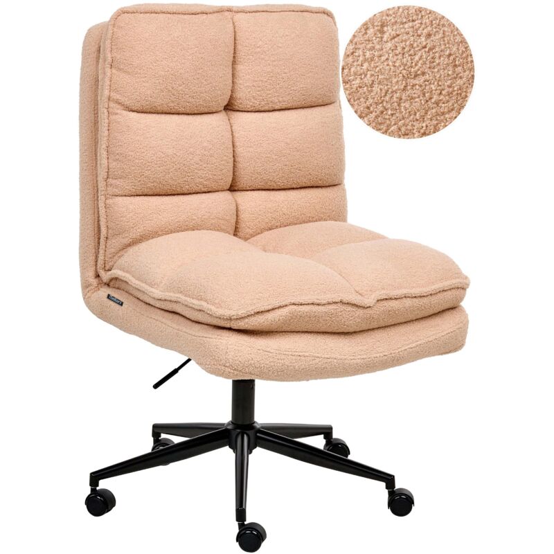 Beliani - Office Desk Chair Seat Adjustment Reclining Thick Padding Boucle Teddy Peach Pink Addison