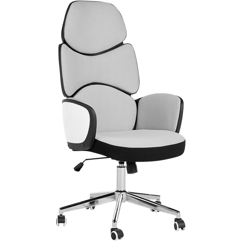 Office Desk Chair Swivel Adjustable Height Grey Polyester Black Frame Splendid - Grey
