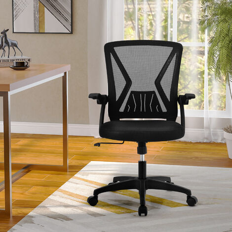 Office Mesh Chair Computer PC Desk Swivel Chairs Adjustable Height & Flip Up Arms