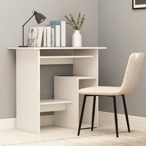 Office mobile de bureau d'ordinateur moderne avec des compartiments en bois de différentes couleurs Couleur : Blanc