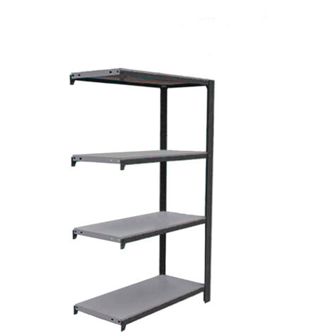OFFICLICK Étagère 4 étagères en métal sans vis (150x90x40cm) ANTHRACITE ET GALVANISÉ