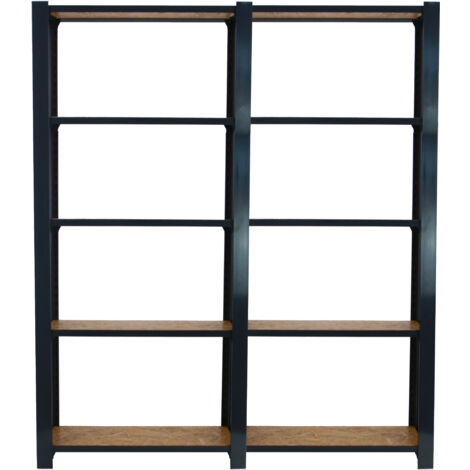 OFFICLICK Étagère 5 étagères en métal sans vis (210x160x30cm) ANTHRACITE ET OSB