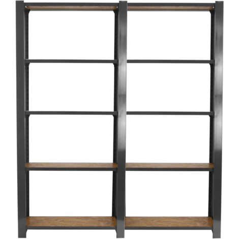 OFFICLICK Étagère 5 étagères en métal sans vis (210x160x30cm) GRIS ET OSB