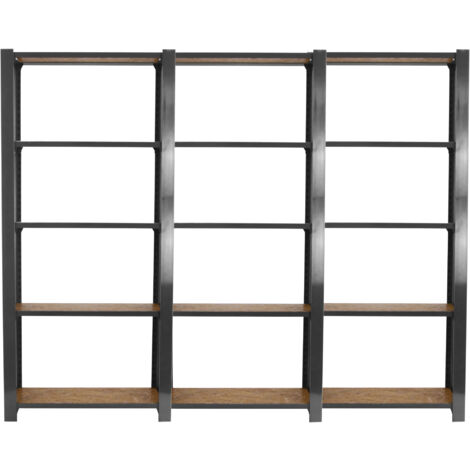 OFFICLICK Étagère 5 étagères en métal sans vis (210x240x30cm) GRIS et OSB