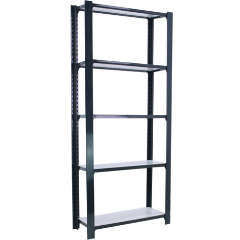 OFFICLICK Étagère 5 étagères en métal sans vis (210x90x30cm) ANTHRACITE ET BLANC