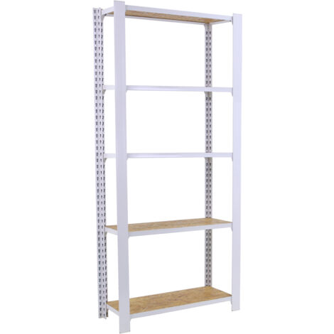 officlick Étagère industrielle blanche robuste OSB 210 cm