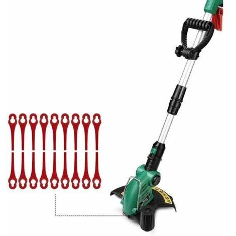 Offre promotionnelle : paquet de 100 lames de rechange en plastique pour tondeuses à gazon, convenant aux tondeuses à gazon, aux débroussailleuses sans fil et aux pelouses de jardin (L83, rouge, 10x)