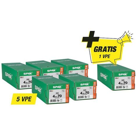 Offre promotionnelle Spax vis à tête fraisée - composée de : 5 x 94 072 44 + 1 x 94 072 44 gratuit