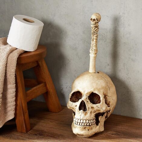 Offre spéciale  Brosse WC neuve de haute qualité avec motif tête de mort. Dimensions : 20,5 x 5,5 x 40,5 cm-AquaForge