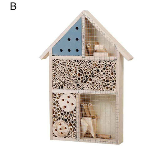 Offres spéciales Ruche en bois pour abeilles, abri de jardin en plein air avec insectes maison, bote d&39accouplement, outil d&39apiculture, décoration de jardin, nid d&39abeilles créatif,B,CHINA