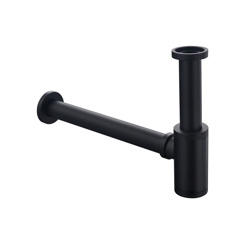Umnuou - Siphon design universel pour lavabo et lavabo - Noir - Avec ouverture de nettoyage - Siphon design - Siphon tubulaire