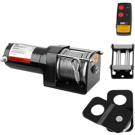 Offroad-Autoseilwinde mit Fernbedienung, 12 m Seil, Zugkraft 1590 kg + 4 T Block