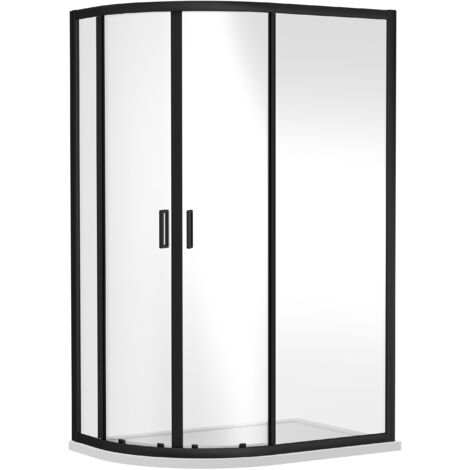 Offset Quadrant 6mm Toughened Safety Glass Shower Enclosure - 1000mm x 800mm - Black