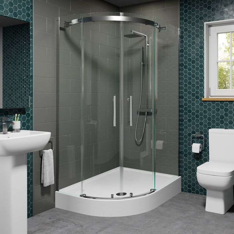 Offset Quadrant Shower Enclosure 1200x900mm Easy Plumb Tray (Left Entry) 8mm