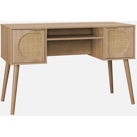 Oficina efecto madera y mimbre, 2 cajones