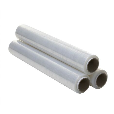 OFITURIA Film Transparente Para Embalar (3 UNIDADES) Rollo plastico transparente para embalaje industrial de 0,5 x 200m - Rollo Papel Film Estirable Manual y Elastico