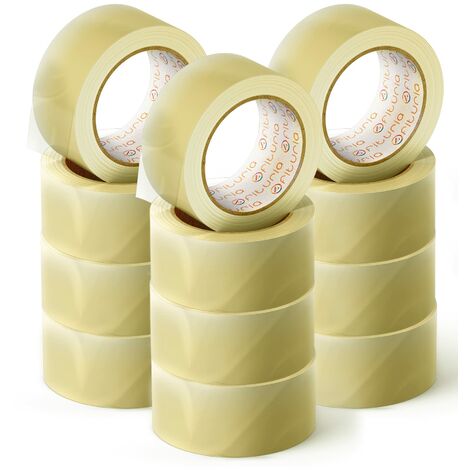 OFITURIA Nastro adesivo per imballaggio trasparente per imballaggio di scatole di cartone di spedizioni, matrimoni, prodotto per confezioni sicure (36 cms x 120 mts - Transparente, 12 Rollos)