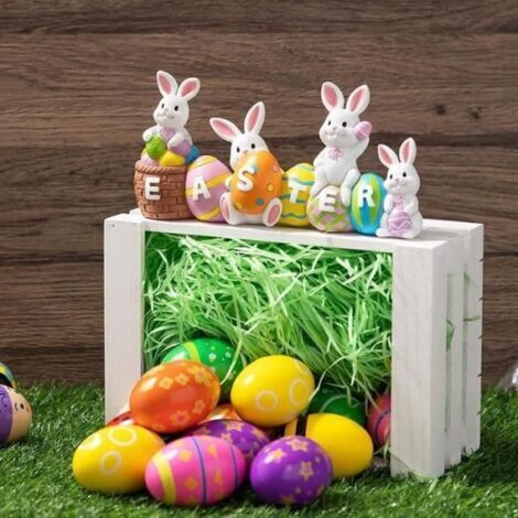 OGGETTO DECORATIVO Decorazione da tavola di Pasqua Felice Coniglietto e statuetta di uovo di Pasqua Centrotavola per la