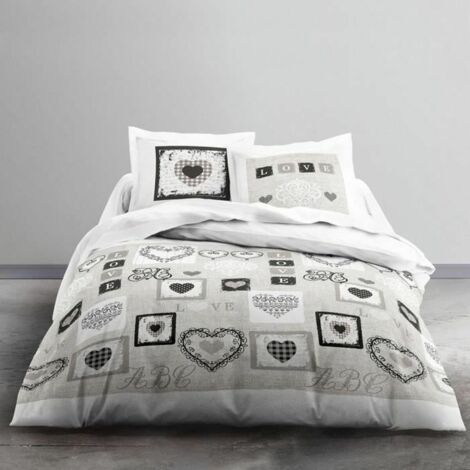 Oggi Set di lenzuola in cotone per 2 persone - 240x260 cm - Stampa Bianco Eden