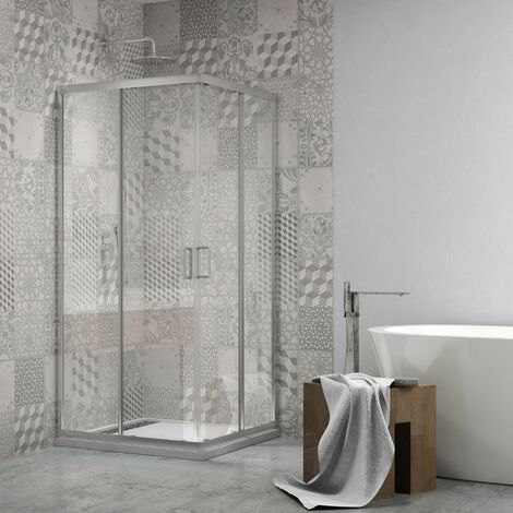 Ogomondo box doccia angolare con ante scorrevoli profilo cromato 4 millimetri trasparente misure 80x80x190h cm regolabile - confezione 1