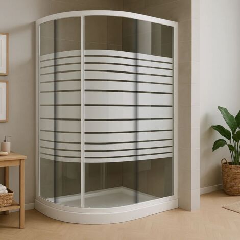 Ogomondo box doccia semicircolare bianco due ante cristallo temprato misure 87-89,5x87-89,5xh185 cm serigrafato - confezione 1
