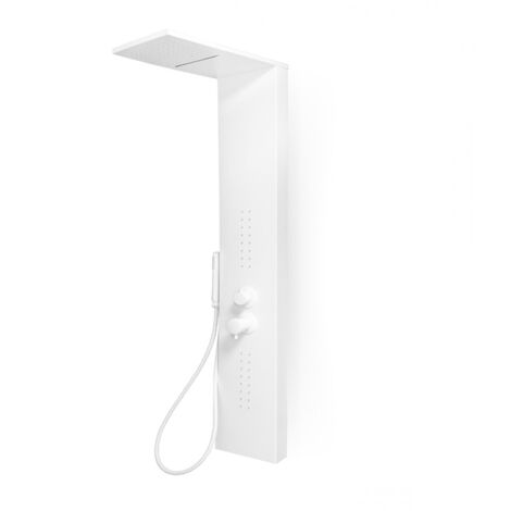 Ogomondo colonna doccia attrezzata easy in acciaio bianco con cascata 150x23x53 finitura- bianco opaco - confezione 1
