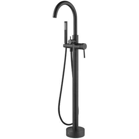 Ogomondo miscelatore a pavimento per vasca freestanding black mumbai in ottone finitura- nero opaco - confezione 1
