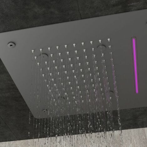 Ogomondo soffione led a soffitto da incasso con cascata acciaio nero quadro  confezione 1