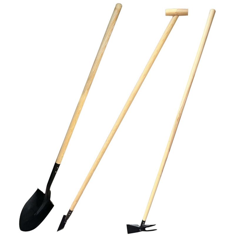 Monmobilierdesign - ogrod Lot d'outils de jardinage Pelle bêche + binette + serfouette panne et fourche