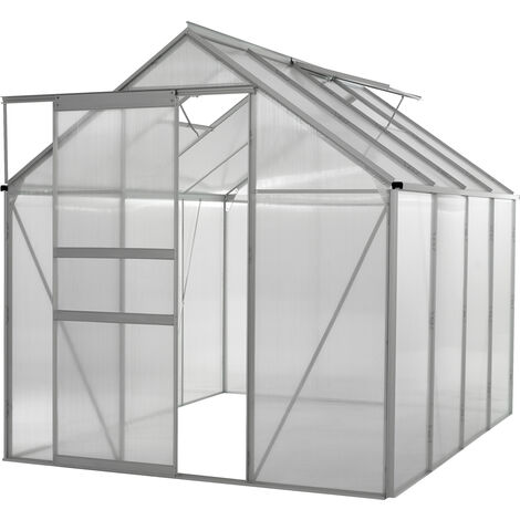 main image of "Ogrow Walk In Clear Polycarbonate Greenhouse - Large Heavy Duty Aluminium Lawn & Garden Grow House"