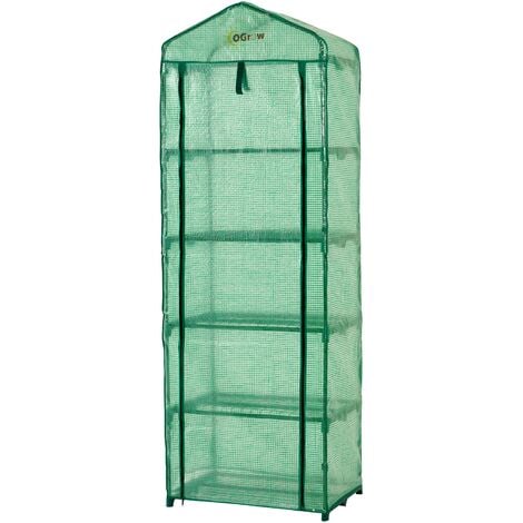 Ogrow Small 5 Tier Portable Garden Greenhouse | Mini Indoor / Outdoor Green Polyethylene Plastic Grow House