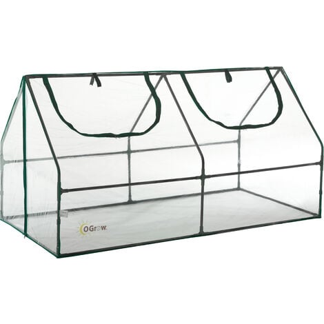 Ogrow Mini Polytunnel Cloche Greenhouse for Garden - Small Compact Outdoor Cold Frame Greenhouse | Clear PVC Plastic Cover