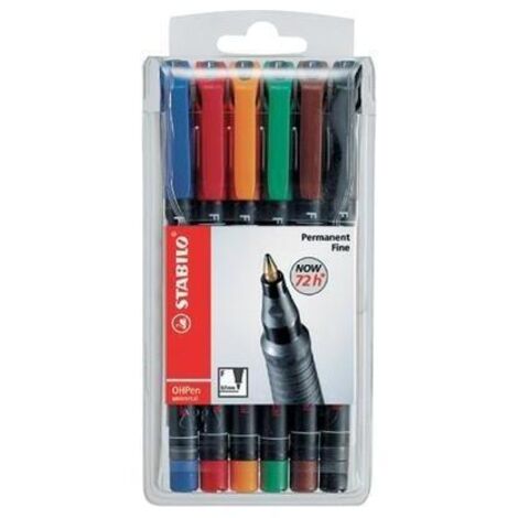 OHPen universal permanent, 6 Pack marcador permanente Punta redonda Negro, Azul, Marrón, Verde, Naranja, Rojo 6 pieza(s)