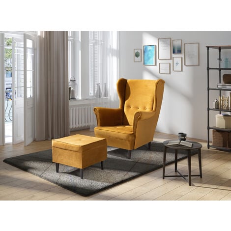 KREATIVE FURNITURE Ohrensessel Leo mit Hocker