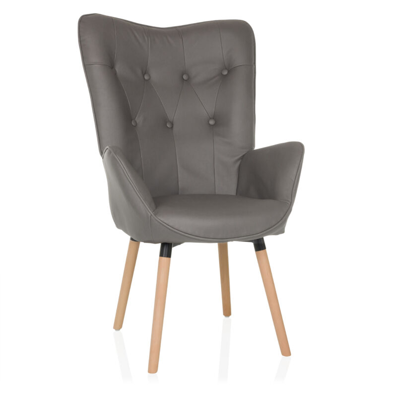 Ohrensessel / Vintage Sessel Havenio I Stoff Grau Hjh Living