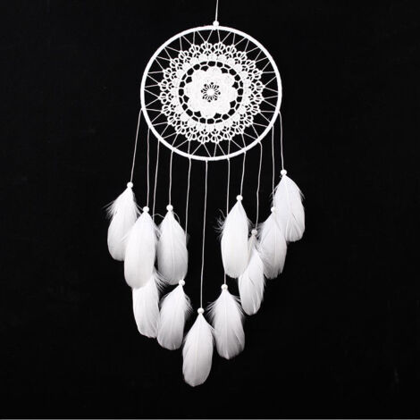 Oie grande dentelle flottante cavitation net maison plume pendentif artisanat créatif rêve fait main-Ensoleillé